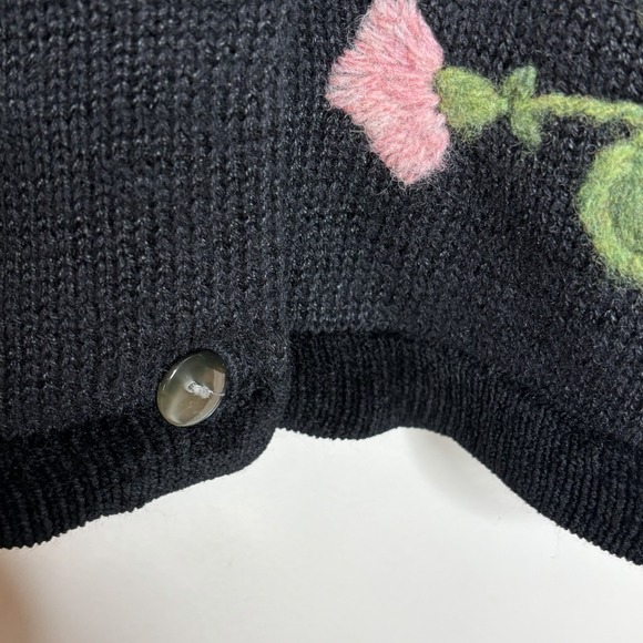 Susan Bristol Floral Embroidered Cardigan Sweater Womens Small Cottage Fairy - Picture 3 of 6